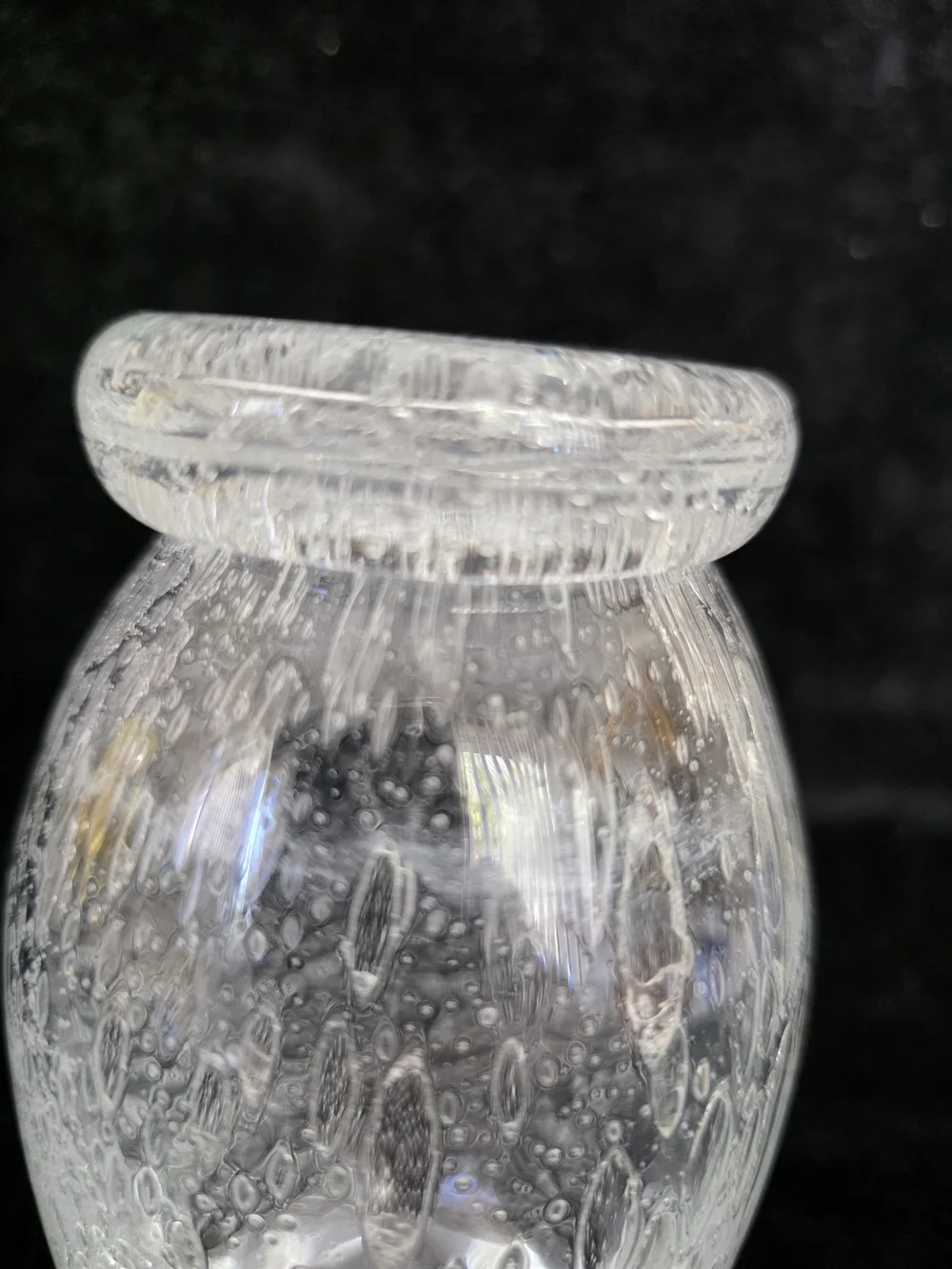 Hand Crafted Clear Bubble Glass Vase